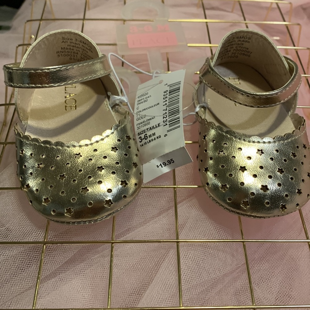 Gold Metallic Baby Girls Mary Jane Shoes